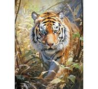 DCIDBEI Peinture Diamant Tigre 40x50cm Animaux Diamond Painting Tigre Jungle Strass Paillettes 5D Kit Artisanat Débutant Puzzle Mosaïque Adhésif Images Animal Toile Tiger Autorité Force Courage