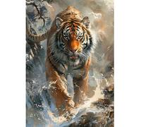 DCIDBEI Peinture Diamant Tigre 40x50cm Animaux Tigre Diamond Painting 5D Tigre sur la Montagne Kit de Démarrage Peinture par Numéros Tiger Perles Artisanat Adultes Autorité Force Courageux