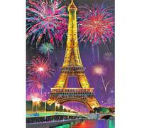 DCIDBEI Peinture Diamant Tour Eiffel Paris 40x50cm Diamond Painting Tour Eiffel Feux d'artifice DIY 5D Peinture par Numéros Paysage Rivière Point de Croix Paysage Paris Broderie Diamant Tour Eiffel