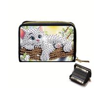 DCIDBEI Peinture par Numero Adulte Porte Cartes pour Homme et Femme Porte-Cartes Cuir Diamond Painting Étui Carte Bancaire et Crédit Contient Jusqu'à Cartes pour ID Banque Affaires Chat