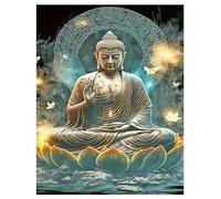 DCIDBEI Peinture par Numéros Adultes Bouddha 40x50cm Peinture Diamant Adultes Bouddha Diamant Painting Bouddha Lotus Point de Croix Bouddha Daiments Peinture Bouddha Papillon Canevas Diamant Bouddha