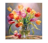 DCIDBEI Perles Adultes Fleurs Tulipe 40x40 cm Peinture au Diamant Peinture par Numéros Fleur Tulipe Peinture au Diamant Fleurs Tulipe Beauté Charitable Bénédiction éternelle Diamond Painting Tulipe