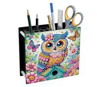 DCIDBEI Porte-crayons de peinture diamant 13 x 12 cm - Organiseur de bureau - Peut contenir des crayons de couleur - Différents articles de papeterie - Porte-stylos multifonction - Motif chouette