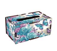 DCIDBEI Tableau Diamant Adulte Boîte à Mouchoirs 22x12cm Diamond Painting Organisateur Multifonction pour Mouchoirs et Lingettes Distributeur de Serviettes Papier Housse à Mouchoirs Fleurs Papillons