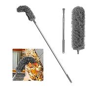 Dciustfhe Brosse de nettoyage de gouttière avec manche télescopique extensible 2,5 m Outil de nettoyage facile à laisser - Gris