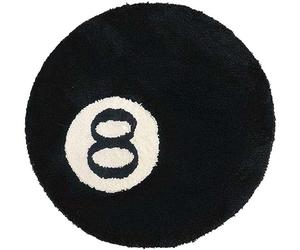 DCIUSTFHE Tapis De Billard 8 Boules De Simulation Tapis De Bain AntidéRapant Rond Noir DéCor De Chambre Preppy EsthéTique Paillasson for Salon Salle à Manger Chambre à Coucher,001,100x100cm