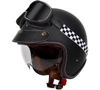 DCJDKCVKI Casque de Moto Bluetooth Vintage, Demi-Casque Ouvert avec Pare-Soleil, Casque de Moto 3/4 Demi-Visage, Casque de Scooter Cruiser homologué ECE pour Adultes Hommes et Femmes