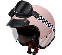DCJDKCVKI Casque de Moto de Style Vintage, Casque Ouvert avec Pare-Soleil, Casque de Moto 3/4 Demi-Visage pour Hommes et Femmes, Casque Jet homologué ECE pour Scooter, Cruiser, cyclomoteur