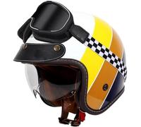 DCJDKCVKI Casque de Moto Jet Vintage avec visière, homologué ECE, homologué pour Homme et Femme, Design rétro 3/4 Ouvert.