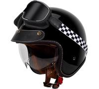 DCJDKCVKI Casque de Moto Vintage à Visage Ouvert, Demi-Casque de Moto rétro avec Lunettes, Casque de Moto rétro 3/4 à Visage Ouvert homologué ECE pour Hommes et Femmes