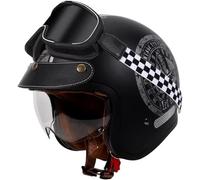 DCJDKCVKI Casque de Moto Vintage Demi-Visage Ouvert avec Pare-Soleil, Casque de Moto Demi-Visage 3/4, homologué ECE, Casque de Scooter pour Adultes, Hommes et Femmes