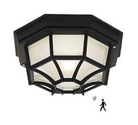 DCJJC Lustre, Plafonnier LED d'extérieur Arrondi avec détecteur de Mouvement, for Couloir, Cuisine, Chambre à Coucher, entrée, Patio(Black,6000K)