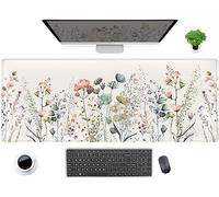 DCJJM Tapis de souris de jeu avec bords cousus - Motif floral sauvage - Style bohème - Taille XL - 80 x 30 cm - Pour ordinateur portable et femme