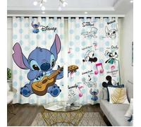 DCL-3541 Rideaux de fenêtre imprimés 3D motif dessin animé Disney Lilo Stitchbleuoccultantpour salonchambre d'enfantcadeaux d'