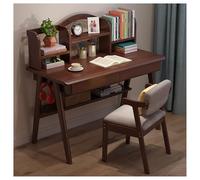 DCLINAD Bureau à Domicile avec bibliothèque, Bureau d'écriture en Bois Massif, Bureau d'étude Moderne, Poste de Travail Informatique, Bureau pour Ordinateur Portable avec tiroirs et Crochet