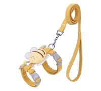 DCNIYT Ensemble harnais et laisse réglable double couche pour chat et chien de petite et moyenne taille (jaune, taille S (1,5 à 4 kg d'animaux de compagnie)