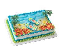 Dcoset Summer Flip Flops Cake Decoration 5 Piece Beach Cake Topper avec tongs magntiques et palmiers