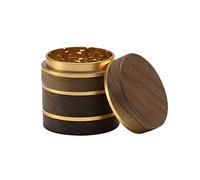DCOU Premium Grinder Moulin à épices en bois collecteur de pollen avec couvercle magnétique et collecteur de pollen 4 pièces 2,5 pouces (Or)