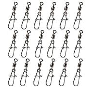 DCQQ 100 pièces Pivot de Pêche en Acier Inoxydable Emerillons Connecteur avec Double Snap Lock Ligne De Pêche Connecteur Émerillons de Pêche pour La Pêche en Plein Air