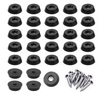 DCQQ 30 Pièces Pieds en Caoutchouc Noir avec Vis et Disque Acier Inoxydable pour protéger les meubles de l'humidité des rayures Canapé Table Coussinet jambe(25*23*9mm), (xiangjiaojiaodahao)