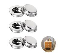 DCQQ 6 Pièces Poignées Encastrées Rondes,Poignées 35 mm pour Porte Coulissante,pour Tiroirs Armoires à Chaussures Penderies Placard(Argenté)