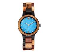 DCRYRPQES Montre-Bracelet à Quartz créative avec Cadran Coquillage et Bracelet coloré en Bois for Homme et Femme