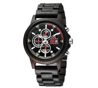DCRYRPQES Montre en Bois Multifonction for Homme, Accessoire de Sport, avec Affichage de la Date, chronographe de Luxe, Style décontracté(Black)