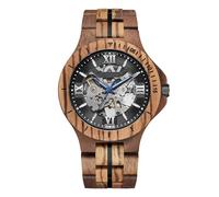 DCRYRPQES Montre en Bois Multifonction for Homme, Montre-Bracelet de Sport décontractée, chronographe de Luxe en Bois(Walnut with Zebra)