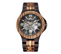 DCRYRPQES Montre en Bois Multifonction for Homme, Montre-Bracelet de Sport décontractée, chronographe de Luxe en Bois(Black and Zebra)