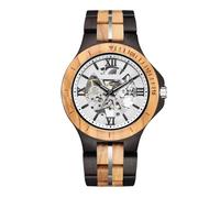 DCRYRPQES Montre en Bois Multifonction for Homme, Montre-Bracelet de Sport décontractée, chronographe de Luxe en Bois(Olive Black)