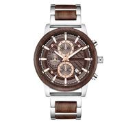 DCRYRPQES Montres à Bracelet en Bois for Hommes, Multifonction, chronographe, Quartz, Calendrier, Horloge Unique en Acier et Bois(Ebony)