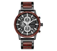 DCRYRPQES Montres à Bracelet en Bois for Hommes, Multifonction, chronographe, Quartz, Calendrier, Horloge Unique en Acier et Bois(Red Sandalwood 1PC)