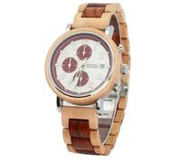 DCRYRPQES Montres Homme en Bois, Acier Inoxydable, chronographe, Quartz, décontractées(173A)