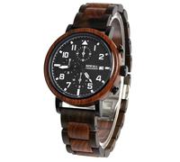 DCRYRPQES Montres Homme en Bois, Acier Inoxydable, chronographe, Quartz, décontractées(173C)