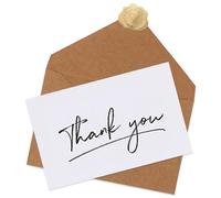 Dcsfadq Lot de 20 cartes de remerciement avec enveloppes en papier kraft et autocollants dorés, cartes de remerciement pour éducateur, collègue, famille, ami, invités