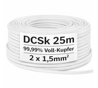 DCSk 25m - 2 x 1.5mm² - Câble Audio Blanc pour Enceintes - Câble HP haut-parleur en Cuivre pour HiFi et Hi-Fi Embarquée - Fabrication Allemande