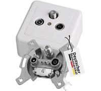 DCT Delta Prise Satellite avec 3 Trous et Cadre Apparent Blanc, 3 Sorties, unicable et Compatible avec la télévision par câble, Prise d'antenne, DVB-C, DVB-S/S2, DVB-T/T2, Dab +, DC Pass, 5-2400 MHz