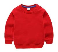 DCUTERQ Bébé Garçons Enfants Manches Longues Coton Sport Pull Tops Col Rond Sweatershirt Chemise Sweat Shirt Rouge 2-3 Ans