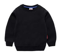 DCUTERQ Bébé Garçons Enfants Manches Longues Coton Sport Pull Tops Col Rond Sweatershirt Chemise Sweat Shirt Noir 2-3 Ans