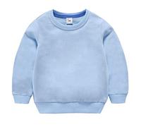 DCUTERQ Bébé Garçons Enfants Manches Longues Coton Sport Pull Tops Col Rond Sweatershirt Chemise Sweat Shirt Bleu Clair 6-7 Ans