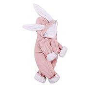 DCUTERQ Bébé Garçons Filles Mignon Lapin Oreille Grenouillère à Capuche Vêtements Manches Longues Zipper Barboteuse Outwear Combinaisons Romper Rose épais 3-6 Mois
