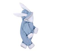 DCUTERQ Bébé Garçons Filles Mignon Lapin Oreille Grenouillère à Capuche Vêtements Manches Longues Zipper Barboteuse Outwear Combinaisons Romper Bleu épais 0-3 Mois
