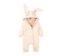 DCUTERQ Bébé Garçons Filles Mignon Lapin Oreille Grenouillère à Capuche Vêtements Manches Longues Zipper Barboteuse Outwear Combinaisons Romper jaune 0-3 Mois