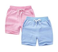 DCUTERQ Enfant Bébé Enfants Solide Coton Sport Jogger Shorts Pantalon Garçons Filles D'été Casual Taille Élastique Pantalon Rose Bleu Clair 12-18 Mois