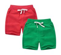 DCUTERQ Enfant Bébé Enfants Solide Coton Sport Jogger Shorts Pantalon Garçons Filles D'été Casual Taille Élastique Pantalon Rouge Vert 4 Ans