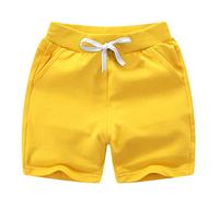DCUTERQ Enfant Bébé Enfants Solide Coton Sport Jogger Shorts Pantalon Garçons Filles D'été Casual Taille Élastique Pantalon Jaune 4 Ans