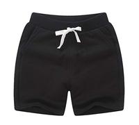 DCUTERQ Enfant Bébé Enfants Solide Coton Sport Jogger Shorts Pantalon Garçons Filles D'été Casual Taille Élastique Pantalon Noir 3 Ans