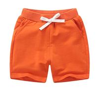 DCUTERQ Enfant Bébé Enfants Solide Coton Sport Jogger Shorts Pantalon Garçons Filles D'été Casual Taille Élastique Pantalon Orange 18-24 Mois
