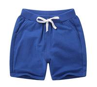 DCUTERQ Enfant Bébé Enfants Solide Coton Sport Jogger Shorts Pantalon Garçons Filles D'été Casual Taille Élastique Pantalon Bleu Royal 12-18 Mois
