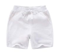 DCUTERQ Enfant Bébé Enfants Solide Coton Sport Jogger Shorts Pantalon Garçons Filles D'été Casual Taille Élastique Pantalon Blanc 7 Ans